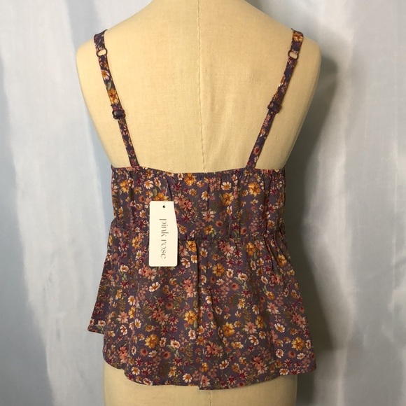 Pink Rose Women’s Spaghetti Straps Floral Top    Size S - Picture 5 of 10